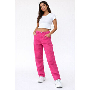 Zara Pink Carpenter Pants Size 30 Straight Leg Utility Workwear